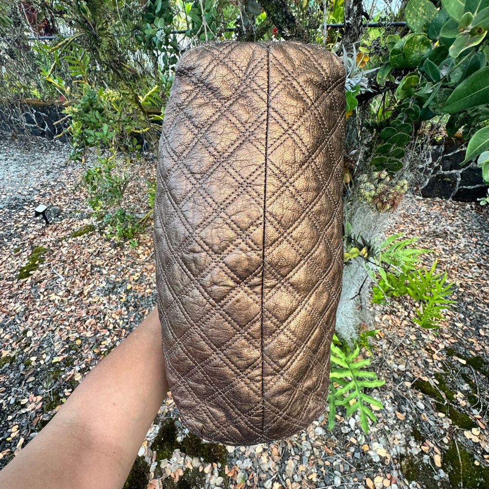 Marc Jacobs Made in Italy Quilted Bronze Metallic Leather Satchel Bag - Picture 17 of 17